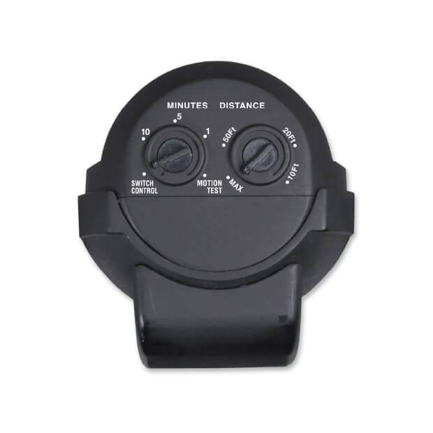 Hyper Bright LED light controls: minutes and distance. Black color.