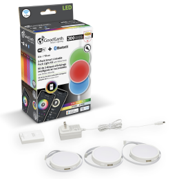 3-Pack 4-in. Smart Wi-Fi Bluetooth RGB CCT LED Plug-in Puck Light Kit