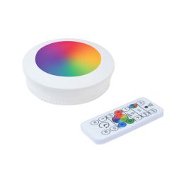3.5-in Battery-Operated RGBW LED Magnetic Puck Light with Remote - White, BO1309-RGB-03LF1