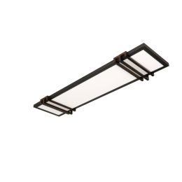 Haddow 48-in Stained Espresso Oak Wood and Bronze Flat Panel Ceiling Light, FP1336-SEO-51LFC-G, 3482223