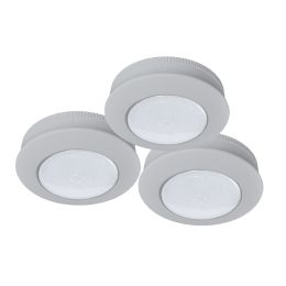 3-Pack 3-in Battery-Operated LED Tap Puck Light - Grey, BO1062-GRY-03LF3