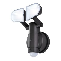 130-Degree 2-Head LED Motion-Activated Battery-Operated Security Flood Light - Bronze, SE1049-BP2-02LF0