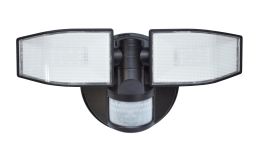 180-Degree 2-Head LED Motion-Activated Battery-Operated Security Flood Light - Black, SE1216-BRS-02LF4