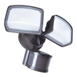 240-Degree 2-Head 2500 Lumen Dual Detection LED Motion-Activated Flood Light with Timer - Bronze, SE1292-BP2-02LF0