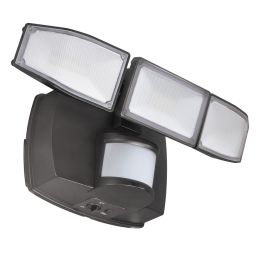 180-Degree 3-Head 1000 Lumen Battery-Operated LED Motion-Activated Flood Light with Time - Bronze, SE1295-BRS-02LF1