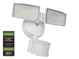 240-Degree 2-Head 2250 Lumen LED Smart Motion-Activated Flood Light - White, SE1303-WH3-00LFW-G, Integrated Home Competition Connected Lighting Award Winner 2021